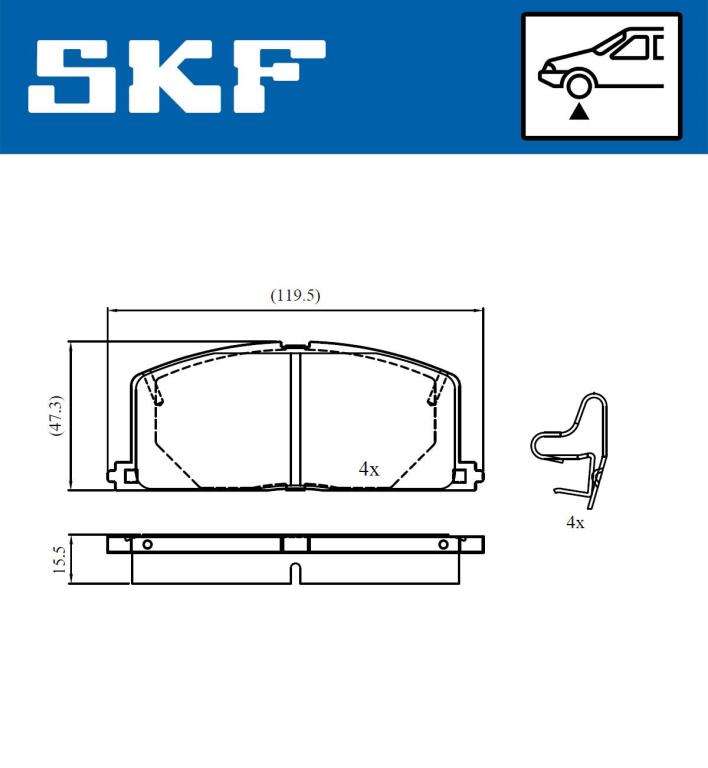Jogo de 4 pastilhas de travão SKF ref. VKBP 80817 A